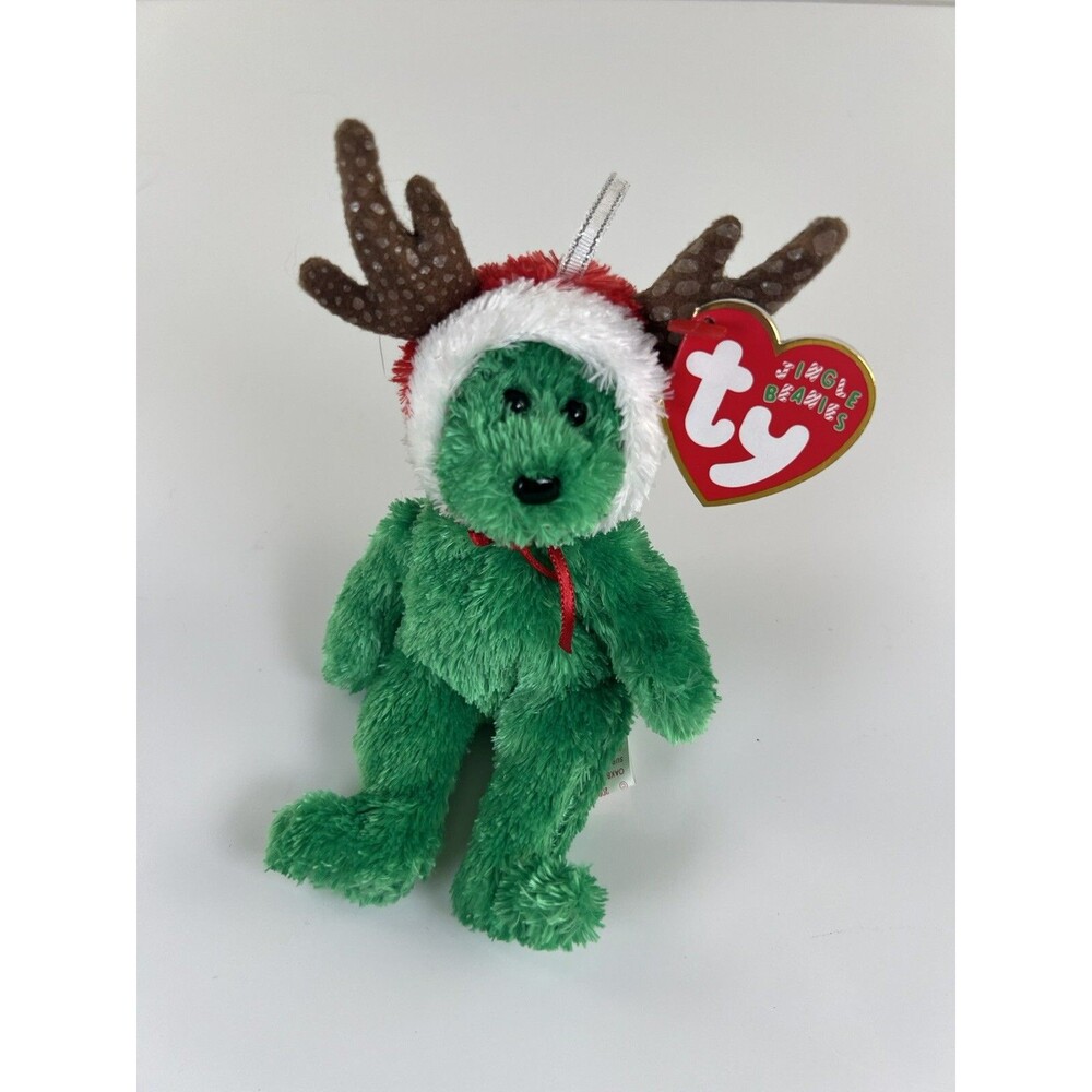 Ty Ornament 2002 HOLIDAY TEDDY the Bear Christmas Jingle Beanies 5" 2002 MWMTs